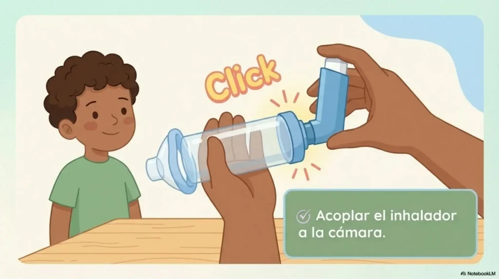 Cómo usar el inhalador con cámara y boquilla en niños